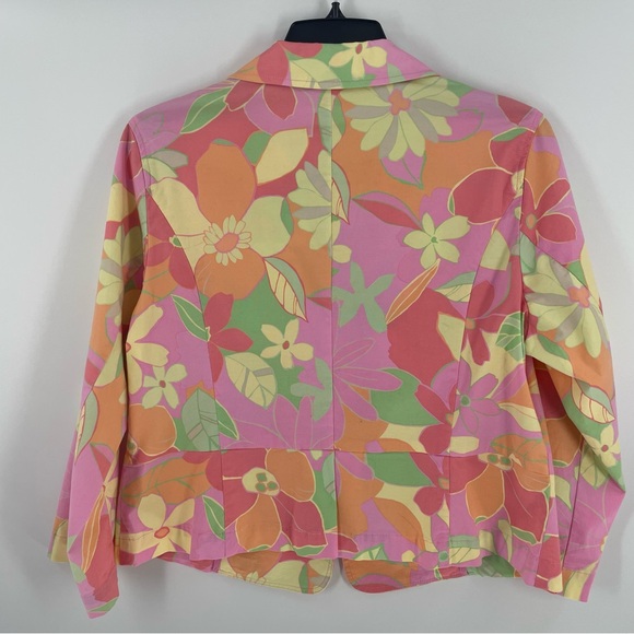 Sigrid Olsen Vintage Cotton Bright Floral 2 Button Pockets Blazer Jacket Spring - Picture 7 of 11